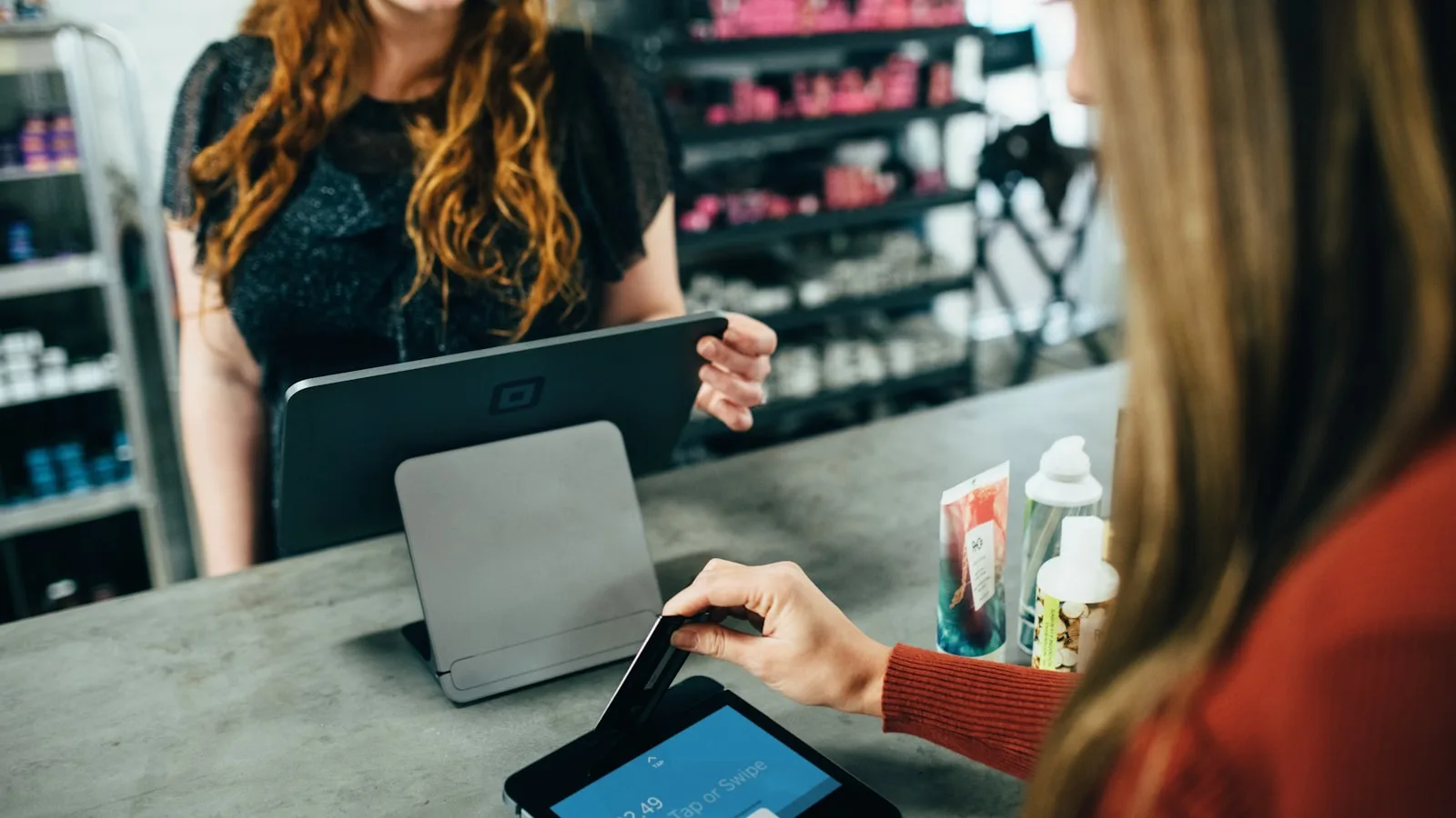 A till running on a computer in a shop