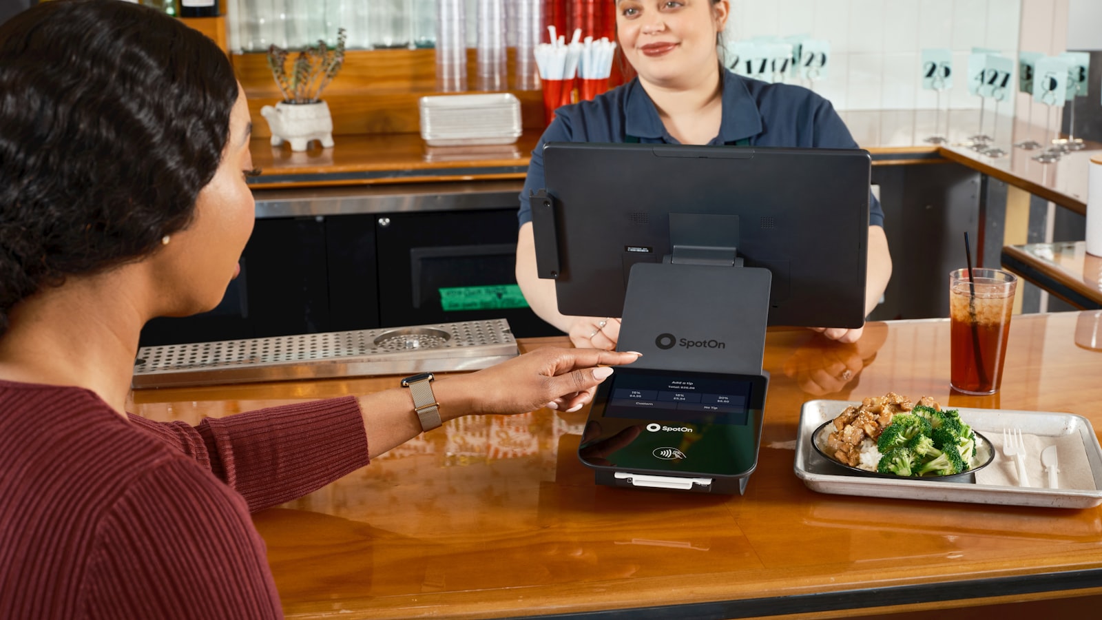 A modern POS terminal in a shop