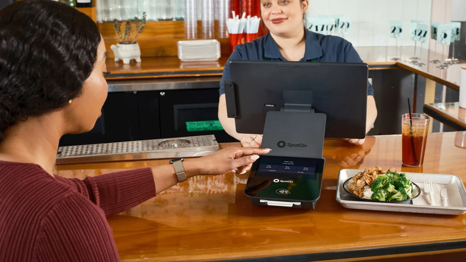 A modern POS terminal in a shop