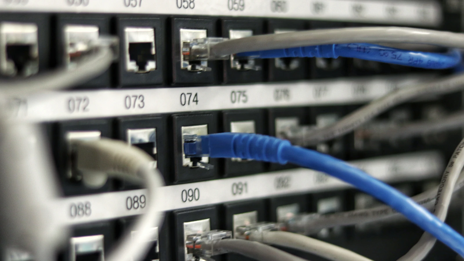Network cables connecting point-of-sale computers